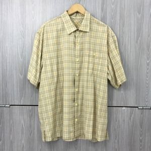 Tommy Bahama Men's Size:XL Beige Floral/Plaid Button Up Shirt 100%Tencel Lyocell